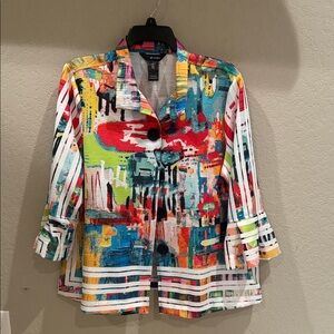 NWT Allison Daley Multicolor Abstract Print Blazer Jacket